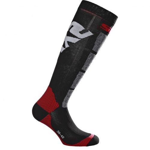 CHAUSSETTES MOTO HAUTE SIXS SPEED 2, RED/BLACK
