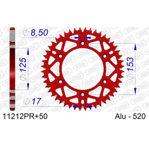 COURONNE ALU AFAM #520 S/C ROUGE 11212PR