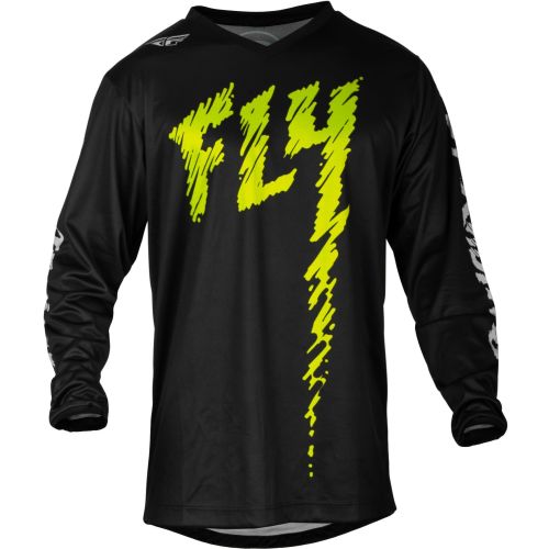 MAILLOT FLY F-16 NOIR/NEON GREEN/GRIS CLAIR