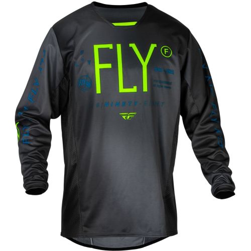 MAILLOT FLY KINETIC PRODIGY CHARCOAL/NEON GREEN/TRUE BLUE