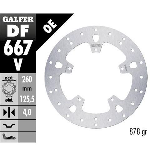 DISQUE GALFER FIXE ROND AVT/ARR PIAGGIO 260X4MM