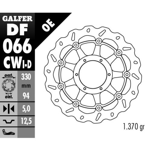 DISQUE GALFER WAVE FLOTTANT ROUTE GAUCHE  330X5MM