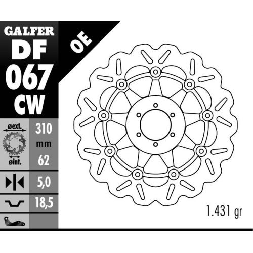 DISQUE GALFER WAVE FLOTTANT ROUTE  310X5MM