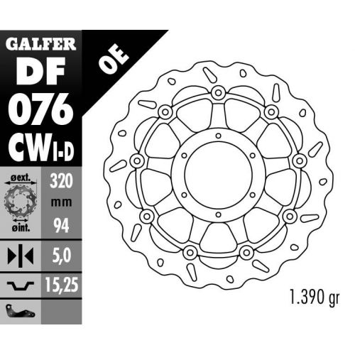 DISQUE GALFER WAVE FLOTTANT ROUTE GAUCHE  320X5MM