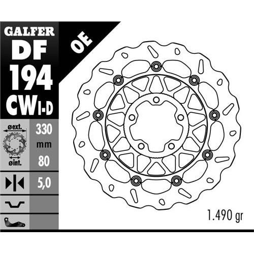 DISQUE GALFER WAVE FLOTTANT ROUTE GAUCHE 330X5MM