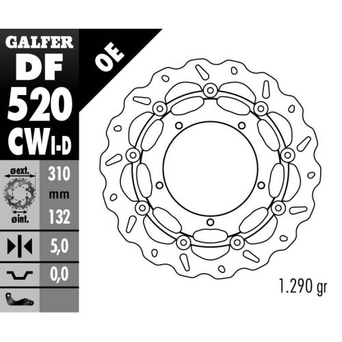 DISQUE GALFER WAVE FLOTTANT ROUTE GAUCHE  310X5MM