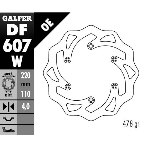 DISQUE ARRIERE GALFER WAVE FIXE 220MM