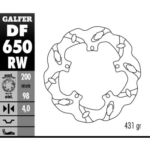 DISQUE GALFER FIXE WAVE TSUNAMI 200X4MM