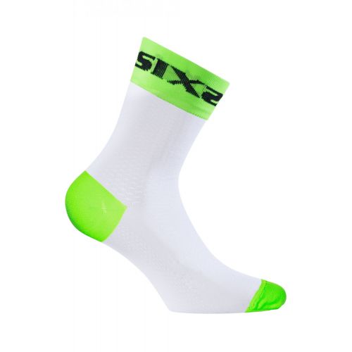 CHAUSSETTES SIXS WHITE SHORT, GREEN FLUO