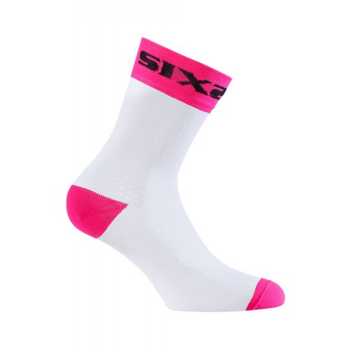 CHAUSSETTES SIXS WHITE SHORT, PINK FLUO